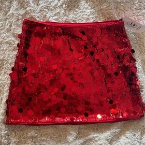 Cider Sparkling Red Sequin Mini Skirt